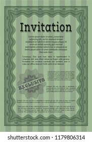 Green Retro invitation. Money Pattern. Printer friendly. Vector illustration. 