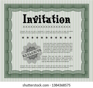 Green Retro invitation. Money Pattern design. Customizable, Easy to edit and change colors. With great quality guilloche pattern. 
