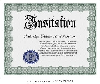 Green Retro invitation. Money Pattern. With quality background. Vector illustration. 