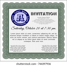 Green Retro invitation. Money style design. Customizable, Easy to edit and change colors. Printer friendly. 