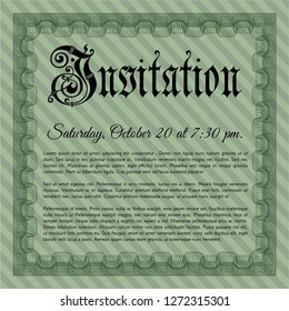Green Retro invitation. Printer friendly. Modern design. Customizable, Easy to edit and change colors. 