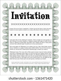 Green Retro invitation. Printer friendly. Excellent design. Customizable, Easy to edit and change colors. 
