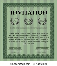 Green Retro invitation. With quality background. Vector illustration. Retro design. 