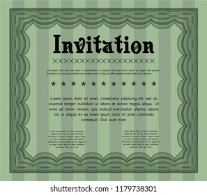 Green Retro invitation. With quality background. Customizable, Easy to edit and change colors. Retro design. 