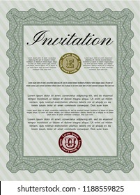Green Retro invitation. With quality background. Vector illustration. Sophisticated design. 