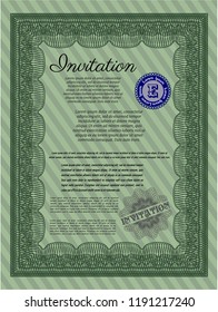 Green Retro invitation. With quality background. Modern design. Customizable, Easy to edit and change colors. 