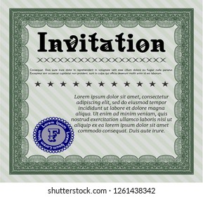 Green Retro invitation. With quality background. Money Pattern design. Customizable, Easy to edit and change colors. 