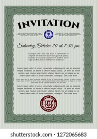 Green Retro invitation. With quality background. Elegant design. Detailed. 
