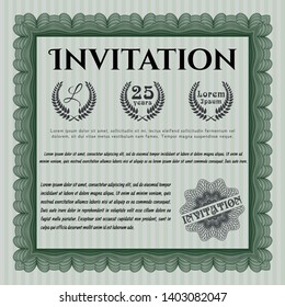 Green Retro invitation. With quality background. Detailed. Excellent design. 