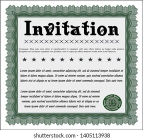 Green Retro invitation. With quality background. Detailed. Nice design. 
