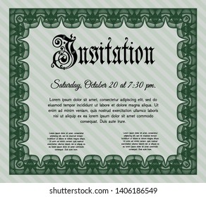 Green Retro invitation. With quality background. Customizable, Easy to edit and change colors. Modern design. 