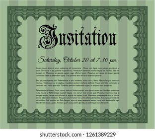 Green Retro invitation. Superior design. Customizable, Easy to edit and change colors. With background. 