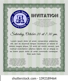 Green Retro invitation template. With background. Beauty design. Detailed. 