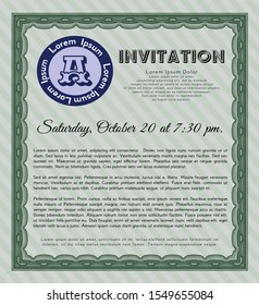 Green Retro invitation template. With background. Superior design. Vector illustration. 
