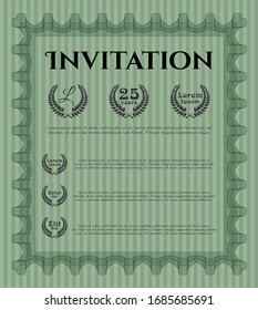 Green Retro invitation template. With background. Good design. Vector illustration. 
