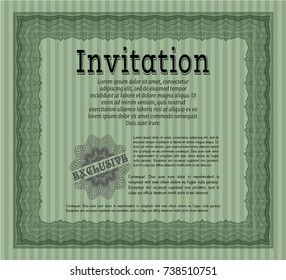 Green Retro invitation template. With background. Customizable, Easy to edit and change colors. Good design. 