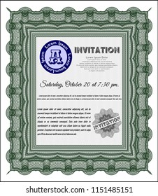 Green Retro invitation template. Complex background. Customizable, Easy to edit and change colors. Perfect design. 
