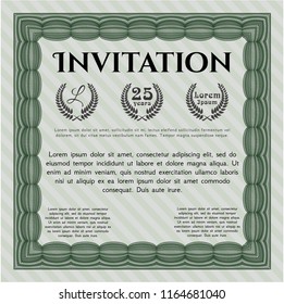 Green Retro invitation template. With complex background. Beauty design. Customizable, Easy to edit and change colors. 