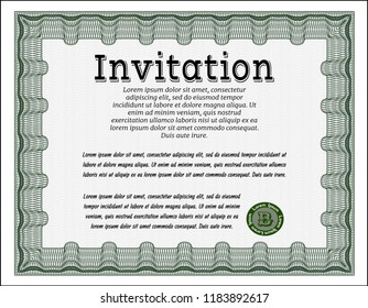 Green Retro invitation template. Complex background. Nice design. Vector illustration. 