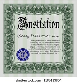 Green Retro invitation template. Complex background. Cordial design. Vector illustration. 
