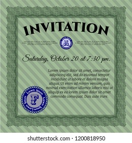 Green Retro invitation template. Complex background. Vector illustration. Beauty design. 