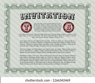Green Retro invitation template. With complex linear background. Money design. Vector illustration. 