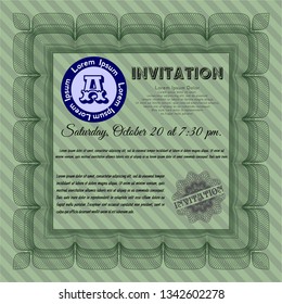 Green Retro invitation template. Complex background. Perfect design. Vector illustration. 
