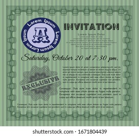 Plantilla de invitación de Green Retro. Con fondo lineal complejo. Personalizable, Fácil de editar y cambiar de color. Diseño cordial. 