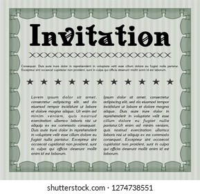 Green Retro invitation template. Cordial design. Customizable, Easy to edit and change colors. Printer friendly. 