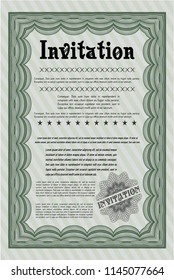 Green Retro invitation template. Customizable, Easy to edit and change colors. Complex background. Sophisticated design. 