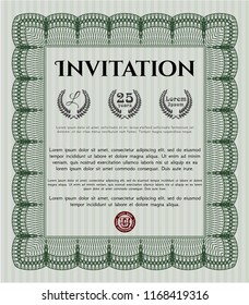 Green Retro invitation template. Customizable, Easy to edit and change colors. With background. Modern design. 