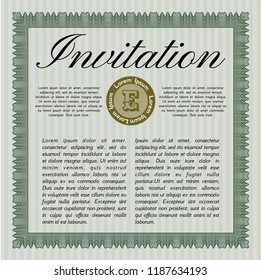 Green Retro invitation template. Customizable, Easy to edit and change colors. With background. Sophisticated design. 