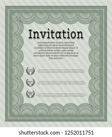 Green Retro invitation template. Customizable, Easy to edit and change colors. With complex linear background. Money Pattern design. 