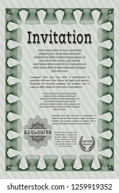 Green Retro invitation template. Customizable, Easy to edit and change colors. Printer friendly. Good design. 