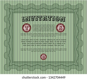 Green Retro invitation template. Customizable, Easy to edit and change colors. Easy to print. Lovely design. 