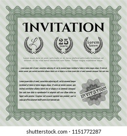 Green Retro invitation template. Detailed. Easy to print. Sophisticated design. 