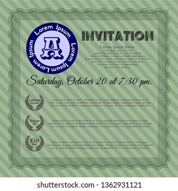 Green Retro invitation template. Detailed. With quality background. Money design. 