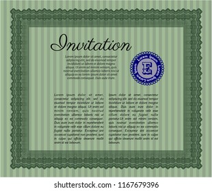 Green Retro invitation template. Easy to print. Excellent design. Detailed. 