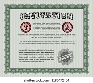 Green Retro invitation template. Easy to print. Beauty design. Customizable, Easy to edit and change colors. 