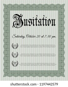 Green Retro invitation template. Easy to print. Detailed. Beauty design. 