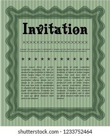 Green Retro invitation template. Easy to print. Superior design. Detailed. 