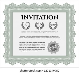 Green Retro invitation template. Easy to print. Elegant design. Customizable, Easy to edit and change colors. 