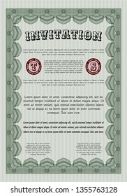 Green Retro invitation template. Easy to print. Vector illustration. Retro design. 