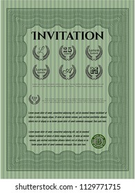Green Retro invitation template. Elegant design. Detailed. With quality background. 