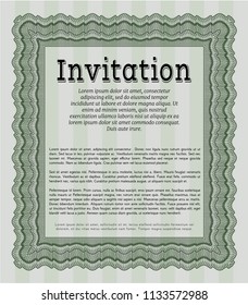 Green Retro invitation template. Elegant design. With background. Vector illustration. 