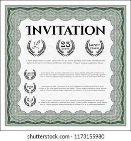 Green Retro invitation template. Good design. Vector illustration. With quality background. 