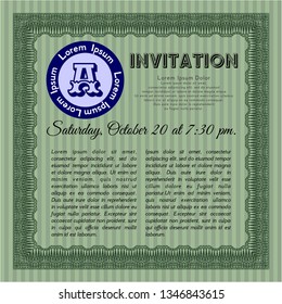 Green Retro invitation template. Good design. Printer friendly. Vector illustration. 