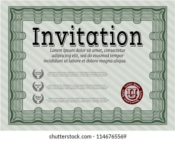 Green Retro invitation template. With linear background. Retro design. Customizable, Easy to edit and change colors. 