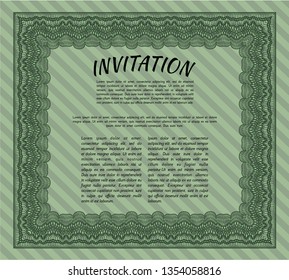 Green Retro invitation template. With linear background. Elegant design. Customizable, Easy to edit and change colors. 