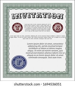 Green Retro invitation template. With linear background. Vector illustration. Superior design. 
